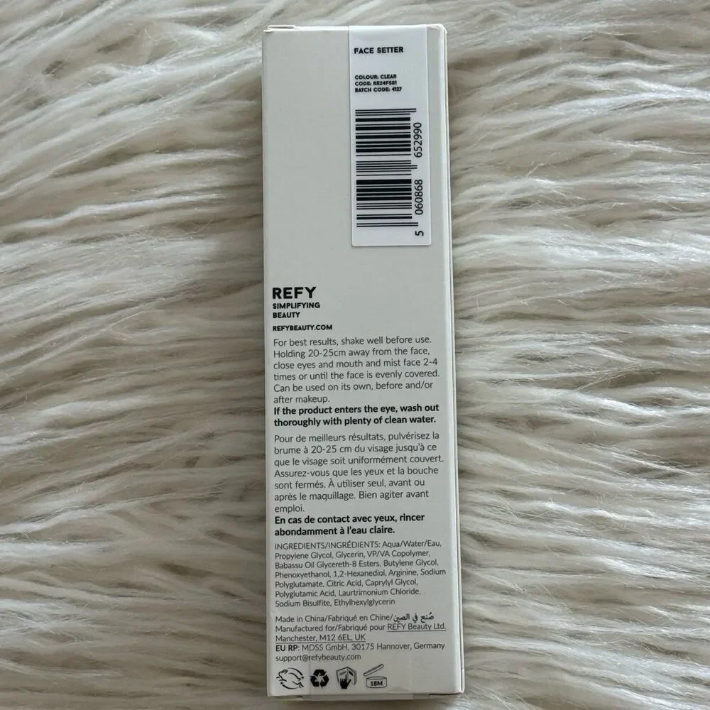 REFY Face Setter Hydrating and Plumping Setting Spray with Polyglutamic Acid